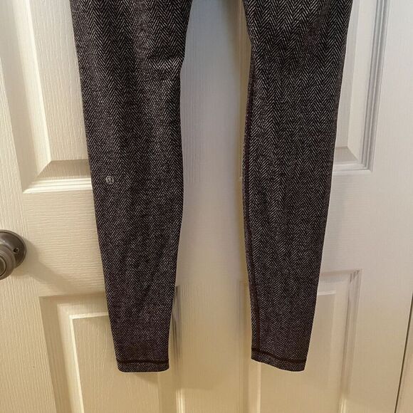 Lululemon Wunder Under Pant Leggings Giant Herringbone Black Heathered Women's 8 - Picture 11 of 14